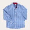 Tops & Shirts | Pepa London Carlisle Gingham Polo Collar Long Sleeve Shirt in Blue (4-10yrs)
