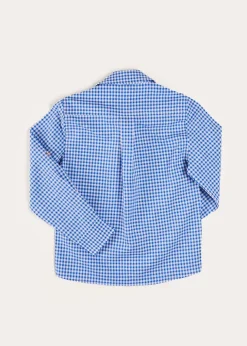 Tops & Shirts | Pepa London Carlisle Gingham Polo Collar Long Sleeve Shirt in Blue (4-10yrs)