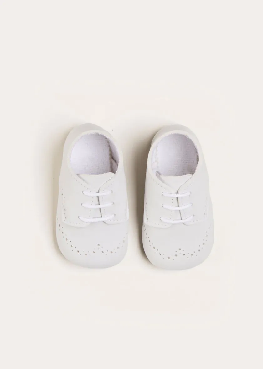 Pram Shoes | Pram Shoes | Pepa London Celebration Lace-up Pram Shoes in White (17-20EU)
