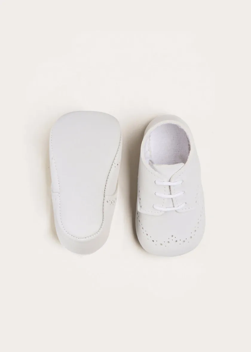 Pram Shoes | Pram Shoes | Pepa London Celebration Lace-up Pram Shoes in White (17-20EU)