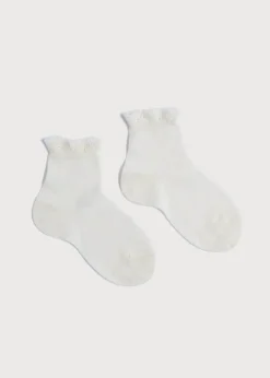 Socks & Tights | Socks & Tights | Pepa London Celebration Short Socks with Ruffle- Cream (0mths-10yrs)
