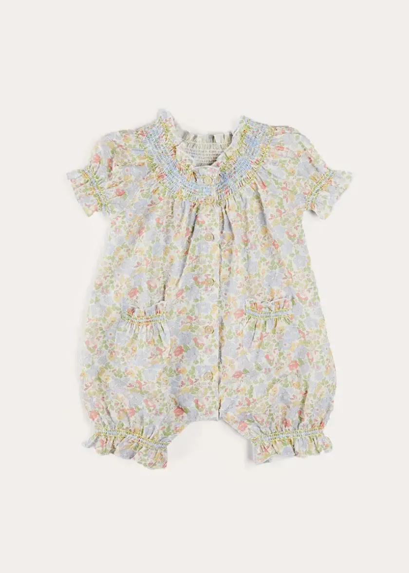 Nightwear | Pepa London Clara Floral All-In-One Pyjamas in Green (9mths-2yrs)