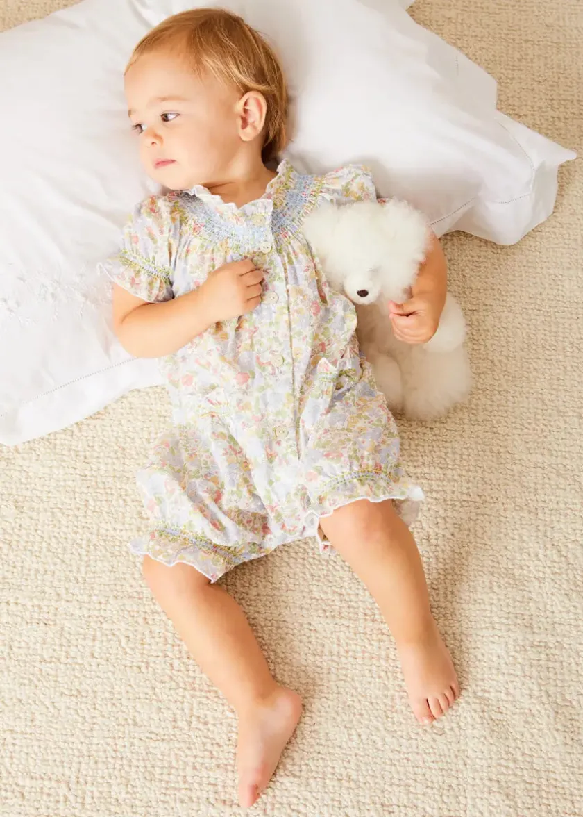 Nightwear | Pepa London Clara Floral All-In-One Pyjamas in Green (9mths-2yrs)