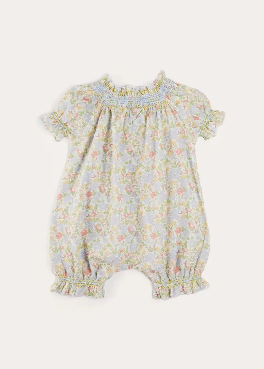 Nightwear | Pepa London Clara Floral All-In-One Pyjamas in Green (9mths-2yrs)