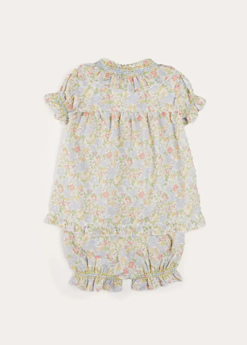 Nightwear | Nightwear | Pepa London Clara Floral Ruffle Collar Short Sleeve Pyjamas in Green (18mths-10yrs)