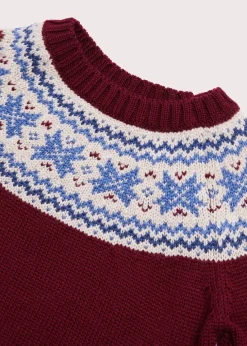 Knitwear & Cardigans | Knitwear & Cardigans | Pepa London Classic Fair Isle Merino Wool Jumper in Burgundy (12mths-10yrs)