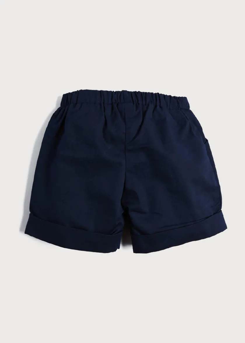 Shorts & Trousers | Bloomers, Shorts & Trousers | Pepa London Classic Turn-up Hem Cotton Shorts in Navy (12mths-4yrs)