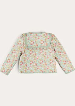 Up To 12 Years | Coats & Jackets | Pepa London Clementine Floral Quilted Reversible Jacket in Coral (4-12yrs)
