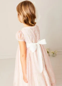 Dresses | Dresses | Pepa London Constance Floral Hand Smocked Short Sleeve Party Dress in Pink (12mths-10yrs)