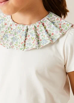 Lookbooks | Pepa London Cordelia Floral Collar Top in Pink Made with Liberty Fabric (2-10yrs) | Cordelia Floral Shorts in Pink Made with Liberty Fabric (4-10yrs) | Floral Openwork Cotton Cardigan in Pink (2-10yrs) | Canvas Plimsolls in Cream (20-35EU) | Cordelia Floral Medium Bow Clip in Pink Made with Liberty Fabric
