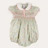 Rompers | Rompers | Pepa London Cordelia Floral Hand-Smocked Short Sleeve Romper in Pink Made with Liberty Fabric (3m-2yrs)