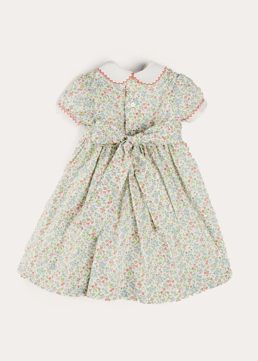 Dresses | Dresses | Pepa London Cordelia Floral Hand-Smocked Short Sleeve Dress in Pink Made with Liberty Fabric (12m-6yrs)