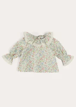 Blouses | Pepa London Cordelia Floral Long Sleeve Blouse in Pink Made with Liberty Fabric (1-12m)
