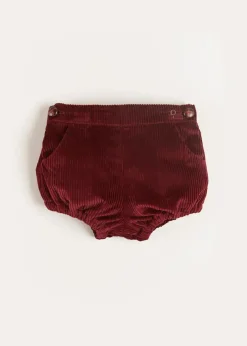 Bloomers, Shorts & Trousers | Bloomers & Shorts | Pepa London Corduroy Button Bloomers in Burgundy (3mths-3yrs)