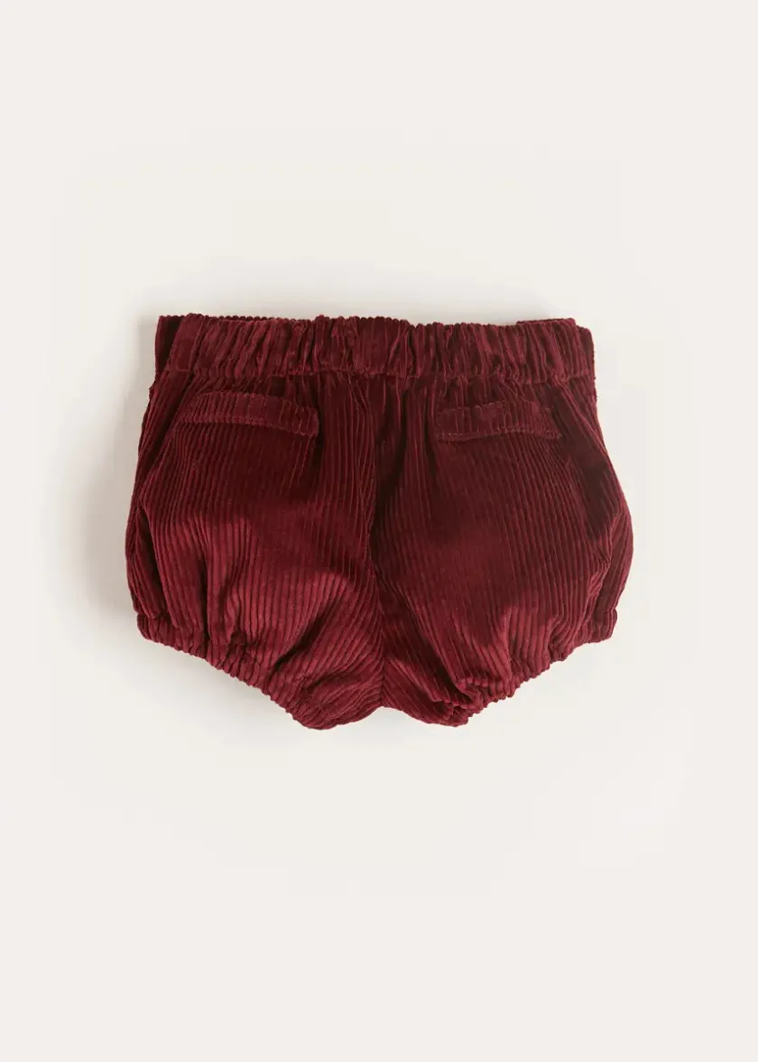 Bloomers, Shorts & Trousers | Bloomers & Shorts | Pepa London Corduroy Button Bloomers in Burgundy (3mths-3yrs)