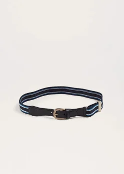 Belts & Braces | Pepa London Dark Blue Striped Belt