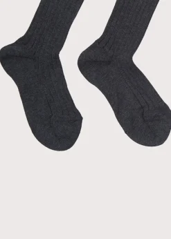 Socks | Socks & Tights | Pepa London Dark Grey Ribbed Knee-High Socks (3mths-8yrs)