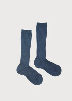 Socks | Socks & Tights | Pepa London Denim Ribbed Knee-High Socks (3mths-10yrs)