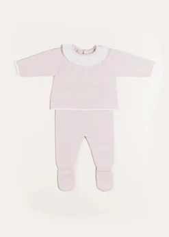Two-piece Sets | Knitwear & Cardigans | Pepa London Dot Detail Lace Collar Knitted Set in Pink (1-6mths)
