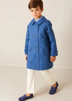 Coats & Jackets | Coats & Jackets | Pepa London Double Breasted Coat With Detachable Hood in Blue (18mths-10yrs)