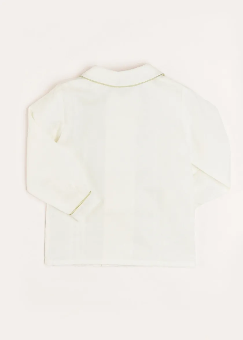 Tops & Shirts | Tops & Shirts | Pepa London Double-Breasted Peter Pan Collar Shirt with Green Silk Piping (12mths-10yrs)