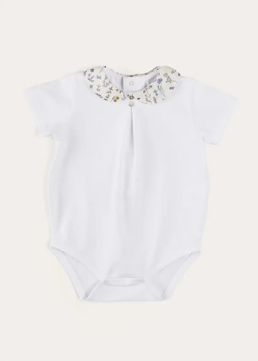 Bodysuits & Baby Grows | Pepa London Ellis Short Sleeve Bodysuit with Printed Collar Made with Liberty Fabric (1m-2yrs)
