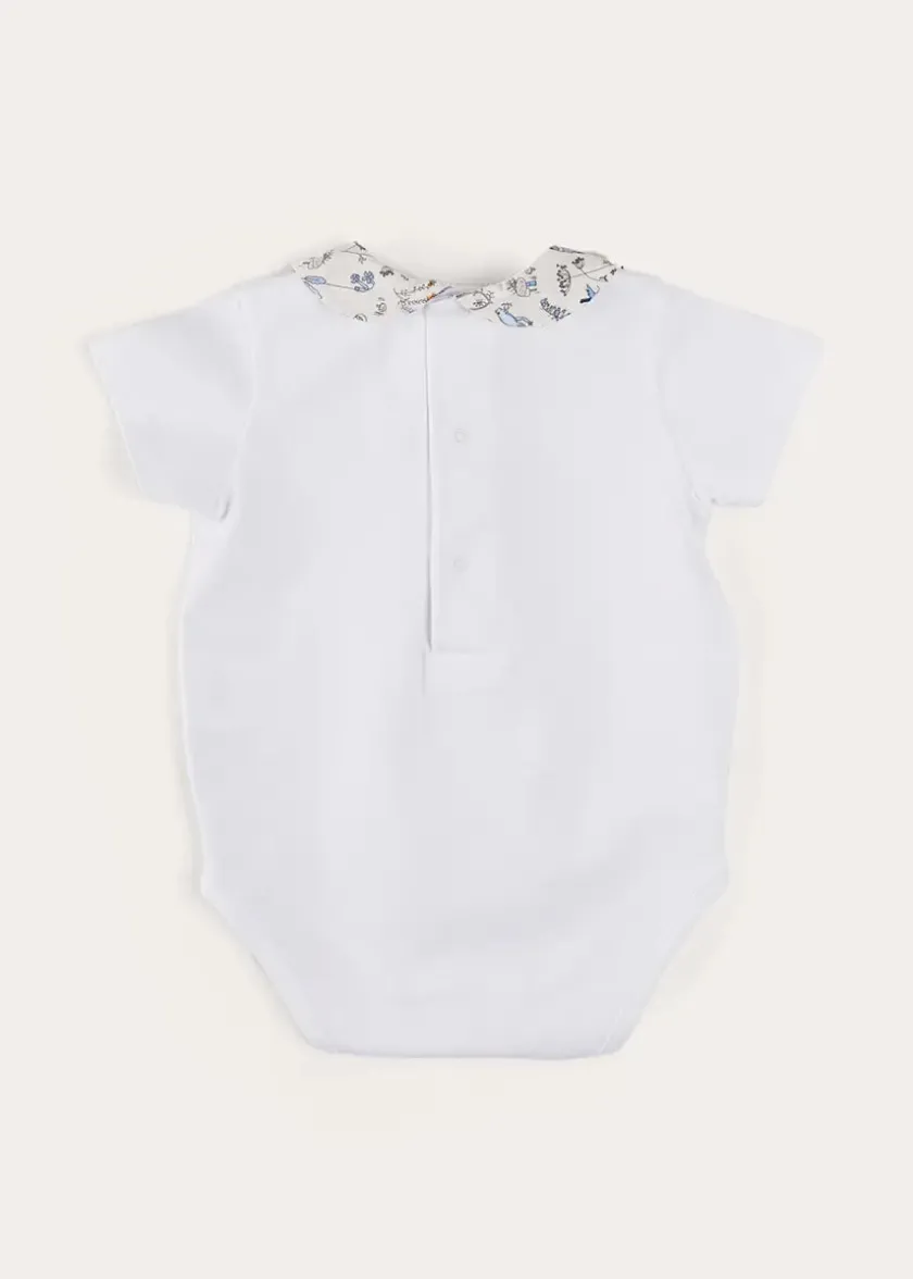 Bodysuits & Baby Grows | Pepa London Ellis Short Sleeve Bodysuit with Printed Collar Made with Liberty Fabric (1m-2yrs)
