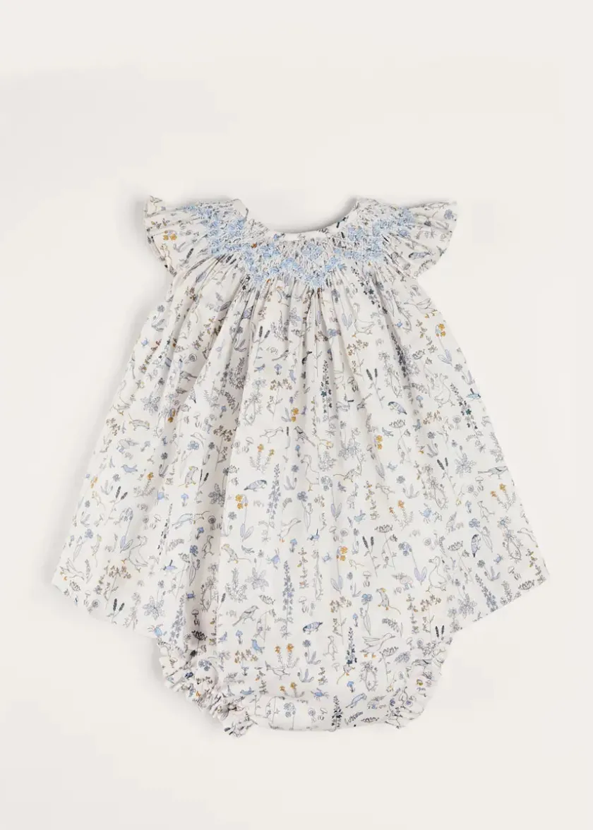 Dresses | Dresses | Pepa London Ellis Sleeveless Dress with Bloomer and Bows in Blue Made with Liberty Fabric (1-12m)