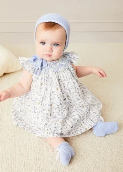 Dresses | Dresses | Pepa London Ellis Sleeveless Dress with Bloomer and Bows in Blue Made with Liberty Fabric (1-12m)