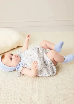 Dresses | Dresses | Pepa London Ellis Sleeveless Dress with Bloomer and Bows in Blue Made with Liberty Fabric (1-12m)