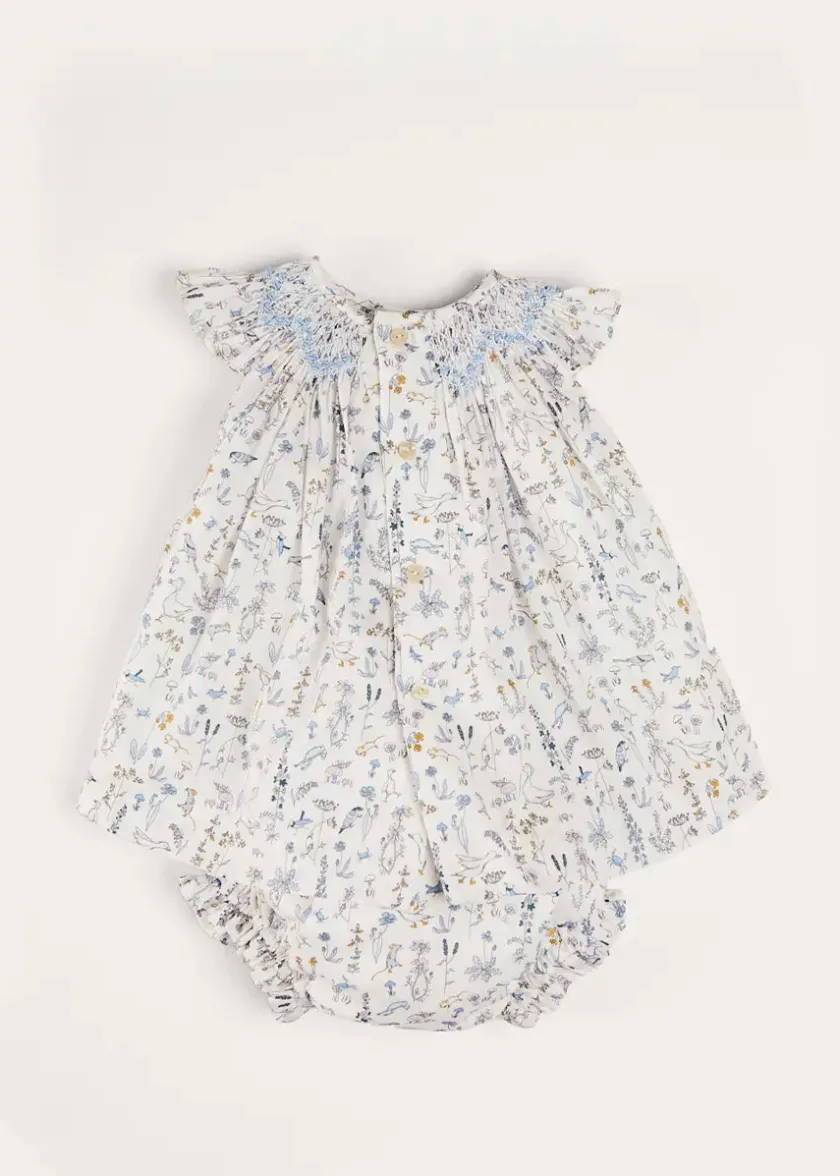 Dresses | Dresses | Pepa London Ellis Sleeveless Dress with Bloomer and Bows in Blue Made with Liberty Fabric (1-12m)