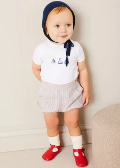 Tops & Bodysuits | Bodysuits & Baby Grows | Pepa London Embroidered Boat Motif Peter Pan Collar Bodysuit in White (1mth-3yrs)
