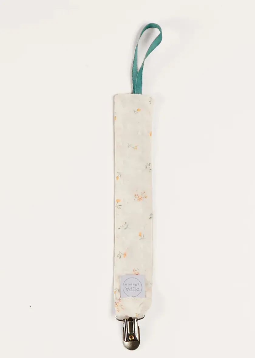 Dummies & Teethers | Dummies & Teethers | Pepa London Esme Floral Dummy Clip in White