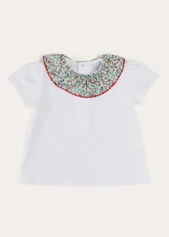 Tops & Blouses | Tops & Bodysuits | Pepa London Evelyn Floral Ruffle Collar Top in Red (2-10yrs)