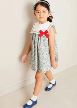 Dresses | Dresses | Pepa London Evelyn Floral Sleeveless Bow Detail Trapeze Dress in Red (12mths-8yrs)