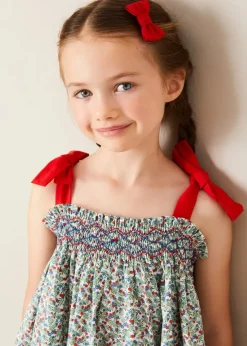 Tops & Blouses | Pepa London Evelyn Floral Smock Detail Tie Strap Blouse in Red (4-10yrs)