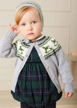 Bonnets & Booties | Bonnets & Booties | Pepa London Fair Isle Detail Knitted Bonnet in Grey (S-L)