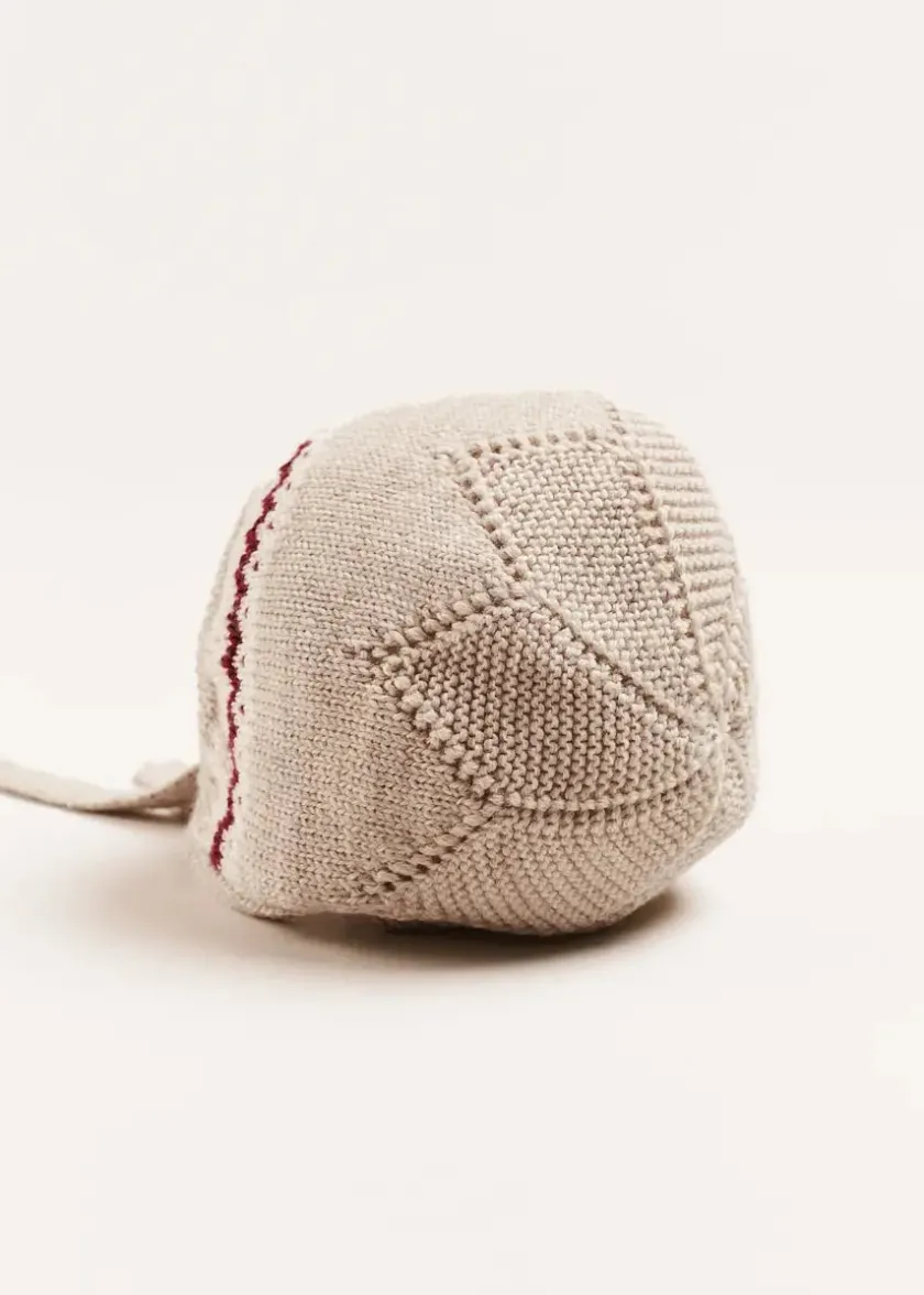 Bonnets & Booties | Knitwear & Cardigans | Pepa London Fair Isle Detail Knitted Bonnet in Beige (S-L)