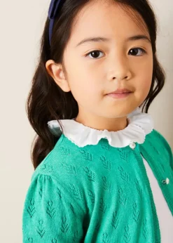 Knitwear & Cardigans | Knitwear & Cardigans | Pepa London Floral Openwork Cotton Cardigan in Green (2-10yrs)