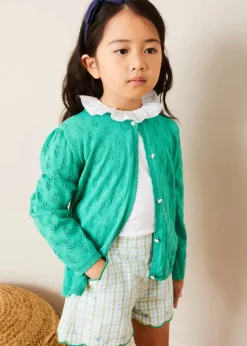 Knitwear & Cardigans | Knitwear & Cardigans | Pepa London Floral Openwork Cotton Cardigan in Green (2-10yrs)
