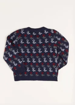 Knitwear & Cardigans | Pepa London Floral Ruffle Bib Cardigan in Blue (2-10yrs)