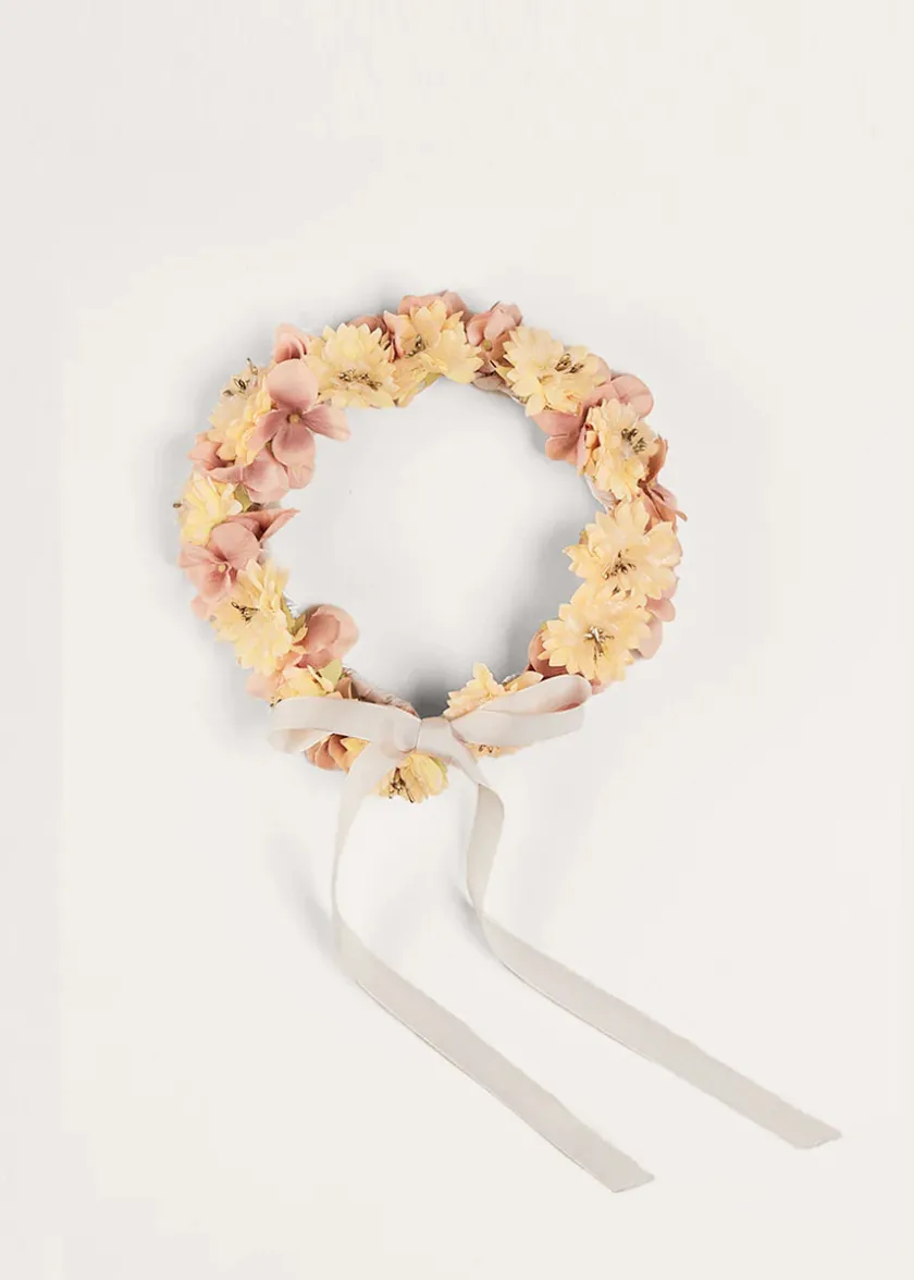 Hair Accessories | Pepa London Flower Pearl Detail Crown in Pink