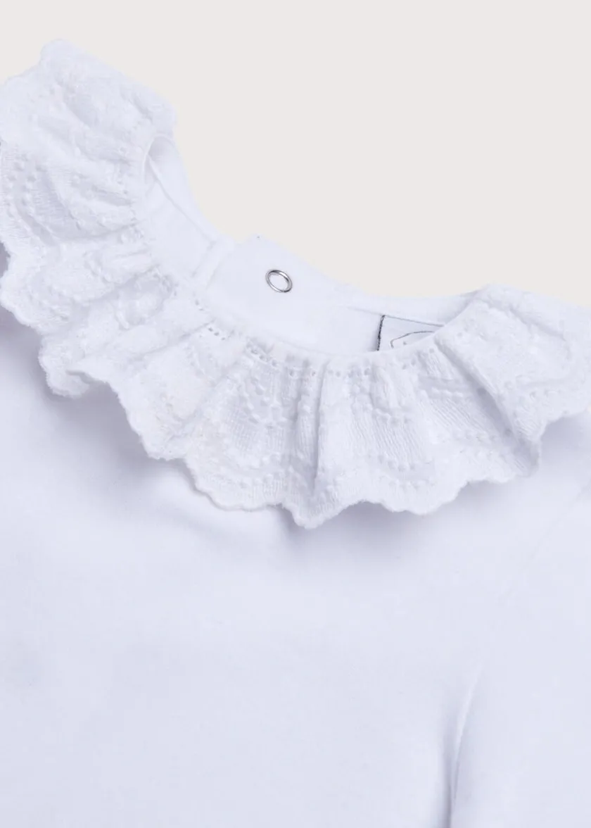 Tops & Bodysuits | Bodysuits & Baby Grows | Pepa London Frill Collar Long Sleeve Bodysuit in White (0mths-3yrs)