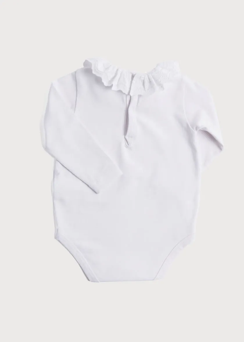 Tops & Bodysuits | Bodysuits & Baby Grows | Pepa London Frill Collar Long Sleeve Bodysuit in White (0mths-3yrs)