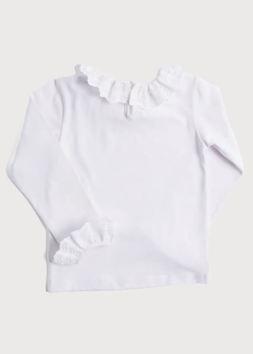 Tops & Blouses | Tops & Bodysuits | Pepa London Frill Collar Long Sleeve Top in White (18mths-10yrs)