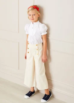 Tops & Blouses | Tops & Bodysuits | Pepa London Frilly Neck Pleated Short Sleeve Blouse in White (18mths-10yrs)