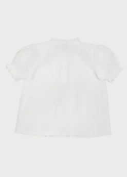 Tops & Blouses | Tops & Bodysuits | Pepa London Frilly Neck Pleated Short Sleeve Blouse in White (18mths-10yrs)