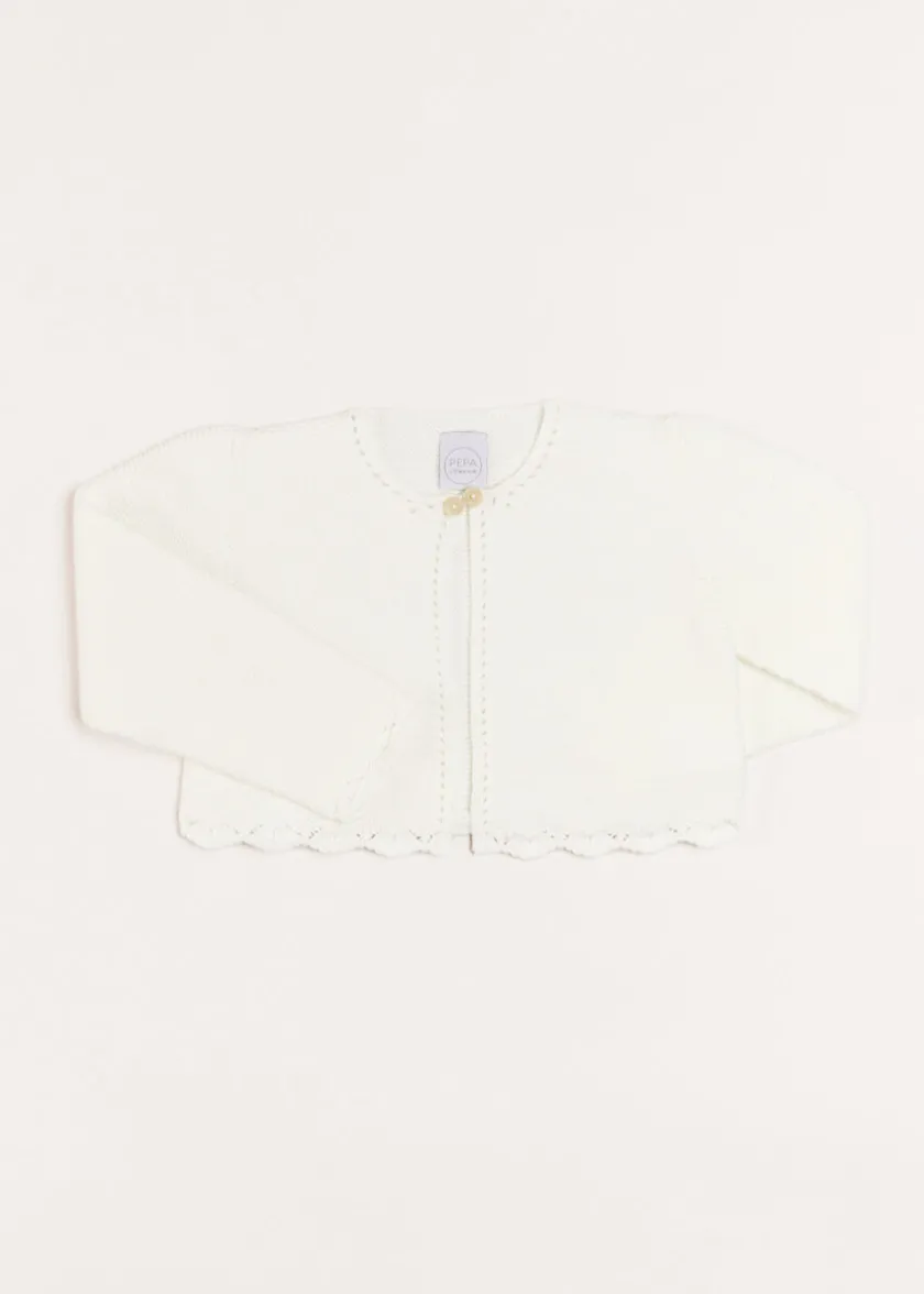 Knitwear & Cardigans | Knitwear & Cardigans | Pepa London Girls Cropped Celebration Cardigan in Ivory (12mths-10yrs)