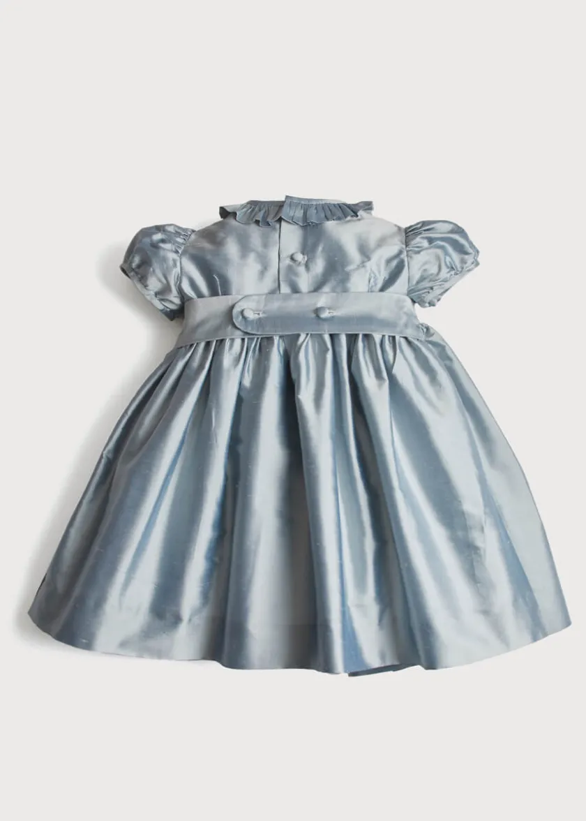 Dresses | Dresses | Pepa London Girls Silk Hand Smocked Celebration Dress in Blue (6mths-10yrs)