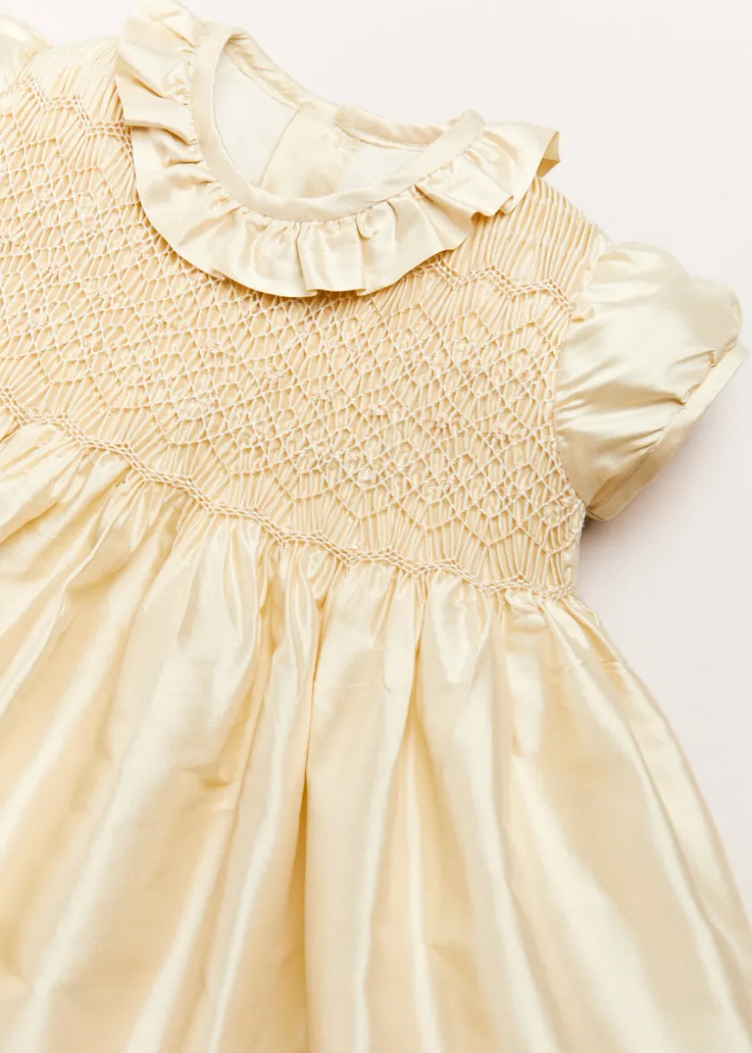 Dresses | Dresses | Pepa London Girls Silk Hand Smocked Celebration Dress in Champagne (6mths-10yrs)